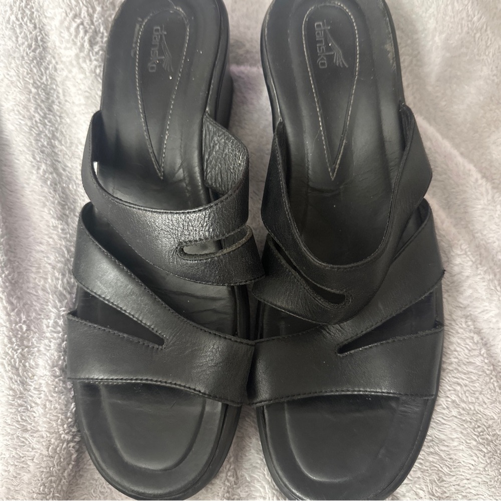 Dansko Alexa Black Leather Slides Size 42 (11)